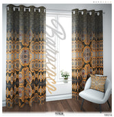 Golden Ornate Grey PREMIUM Curtain Panel. Available on 12 Fabrics. Heavy & Sheer. 100216