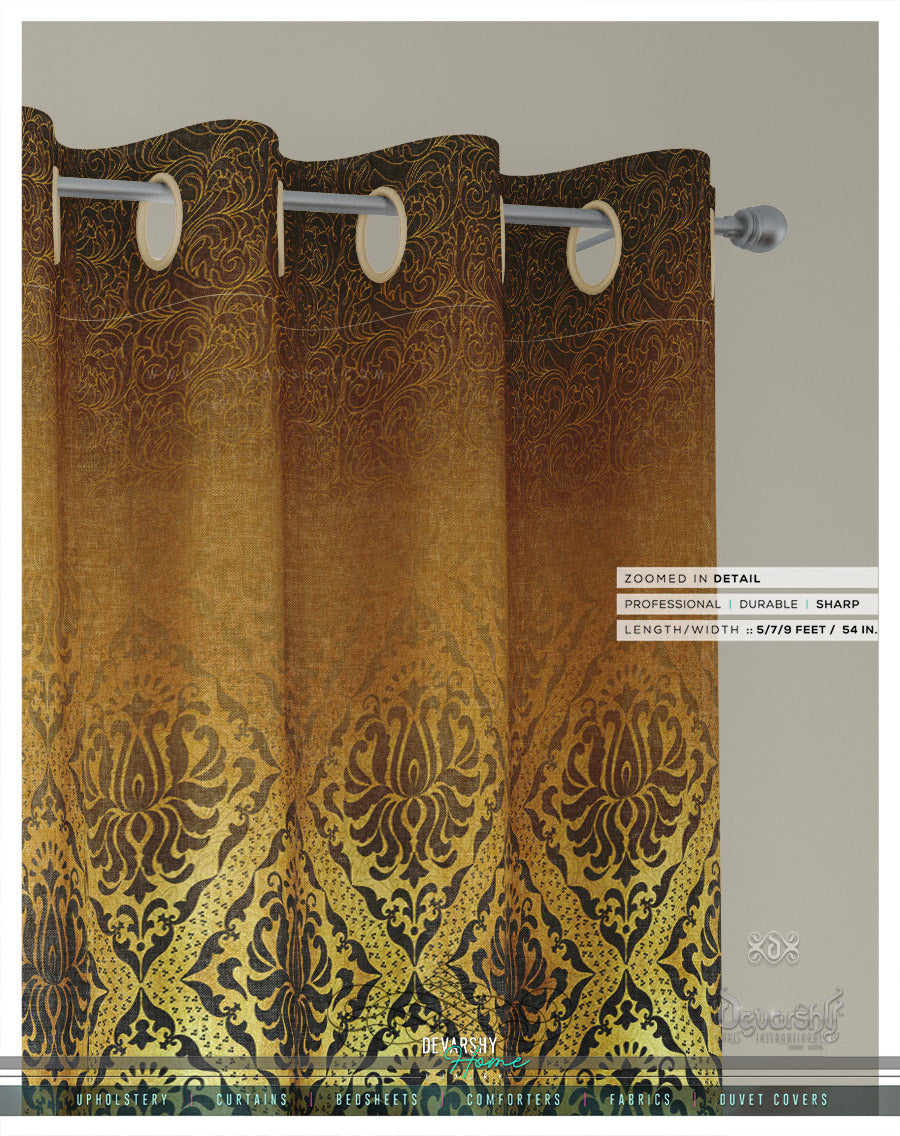 Golden Damask Curtain Panel. 12 Fabric Options. Made to Order. Heavy And Sheer. 100282
