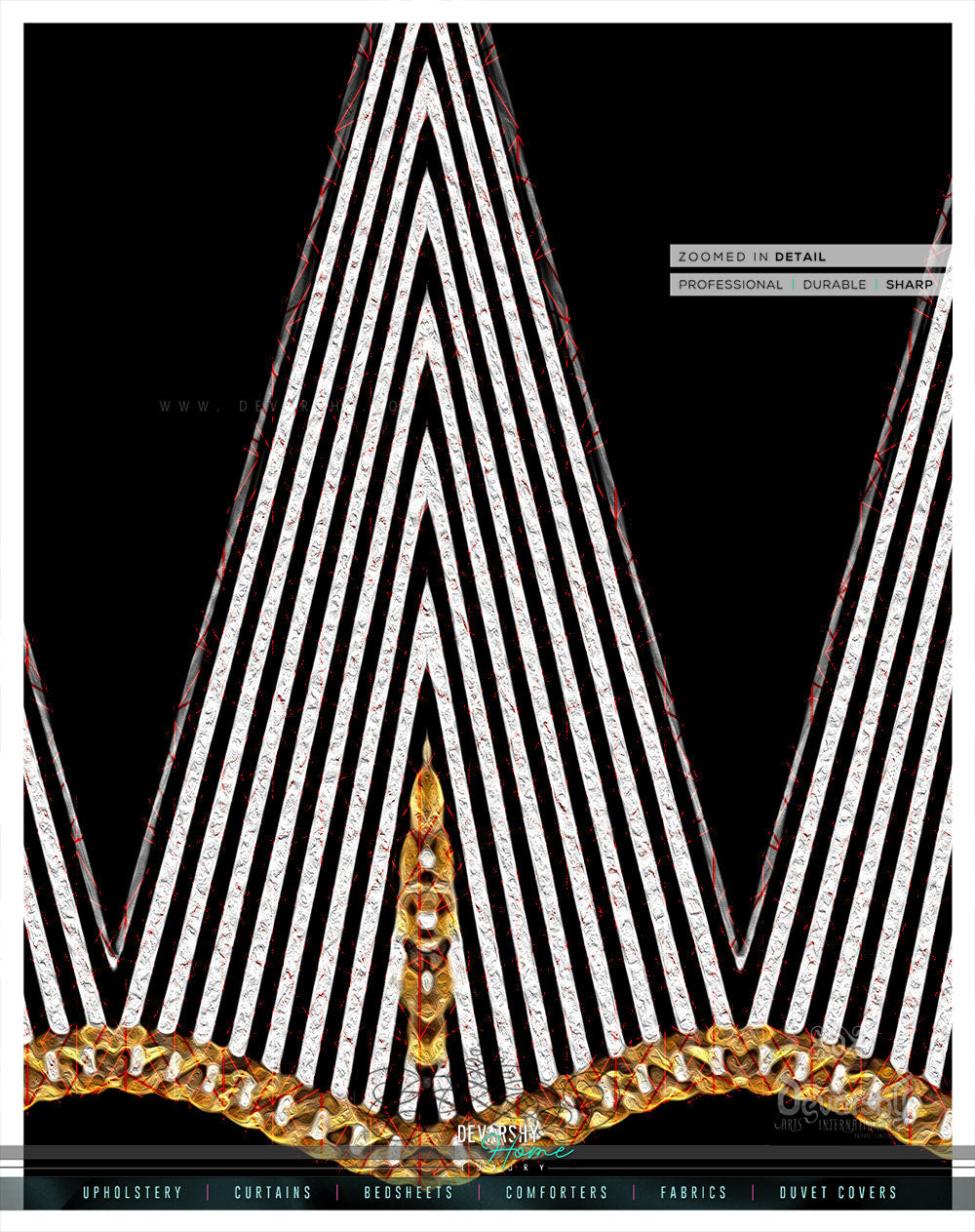 Golden Baroque Black PREMIUM Curtain Panel. Available on 12 Fabrics, Made to Order. 100303