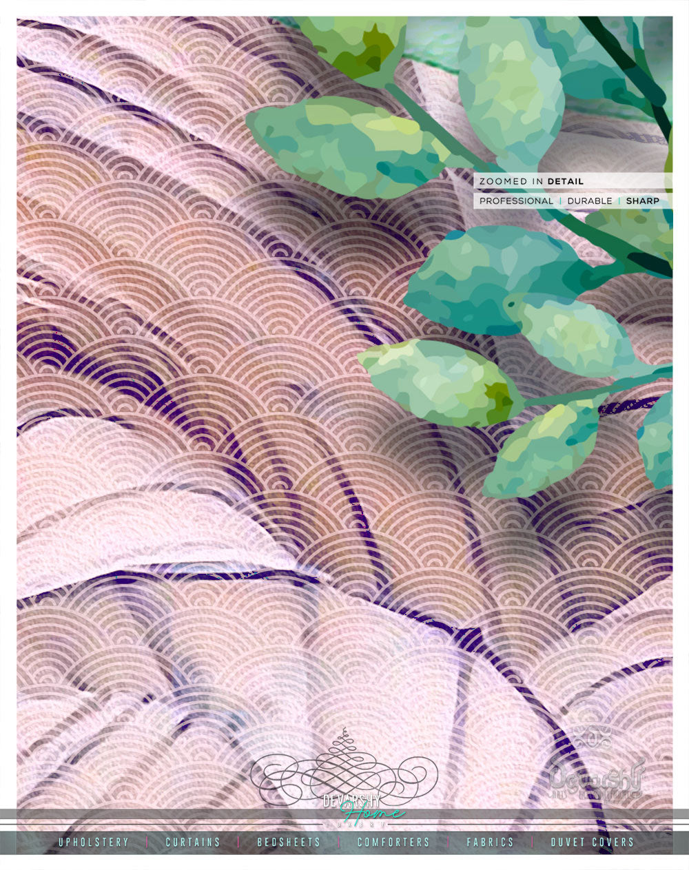 Organic Pink Floral PREMIUM Curtain Panel. Available on 12 Fabrics. Made to Order. 100308