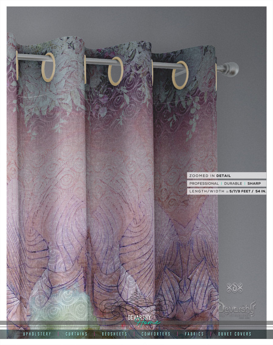 Organic Pink Floral PREMIUM Curtain Panel. Available on 12 Fabrics. Made to Order. 100308