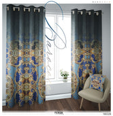 Blue Animal Print PREMIUM Curtain. 12 Fabric Options. Made to Order. Heavy And Sheer. 100328