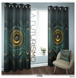Steampunk Design Teal PREMIUM Curtain Panel. Available on 12 Fabrics. Made to Order. 100333