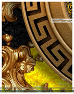 Opulence Of Sicily, Baroque Yellow PREMIUM Curtain. Available on 12 Fabrics. Made to Order. 100336