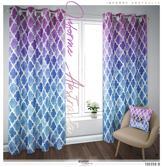 Hand Painted Ogee Pattern PREMIUM Curtain Panel. Available on 12 Fabrics. Made to Order. 100358B