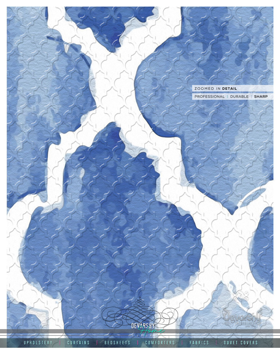 Hand Painted Ogee Pattern PREMIUM Curtain Panel. Available on 12 Fabrics. Made to Order. 100358B