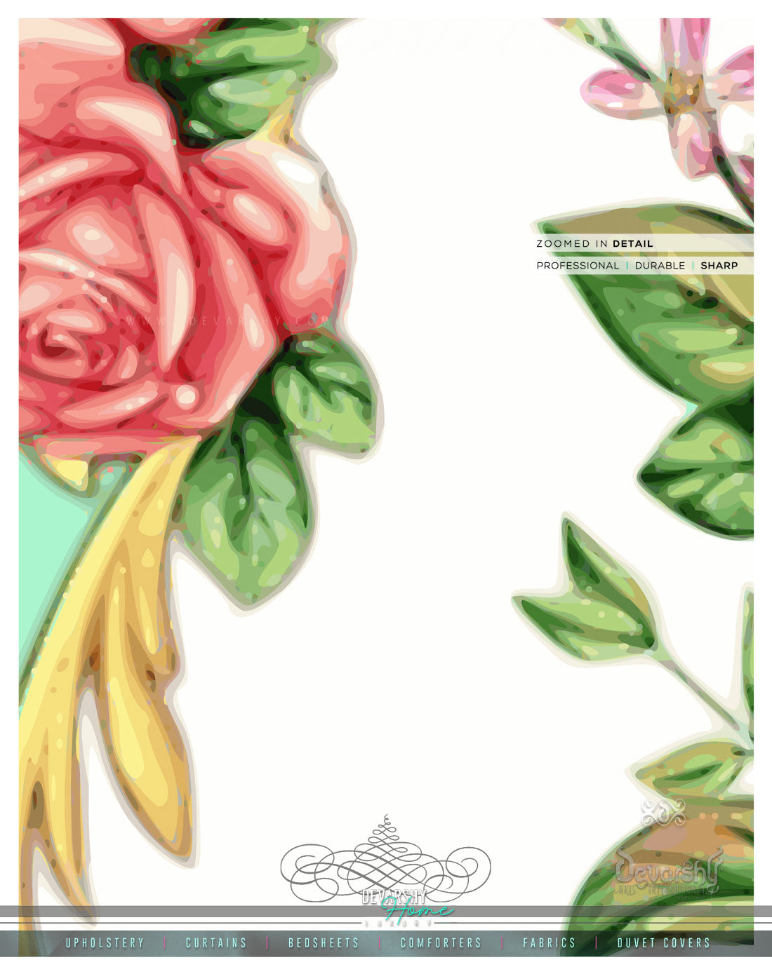 Extravagant Floral Print PREMIUM Curtain Panel. Available on 12 Fabrics. Made to Order. 100362