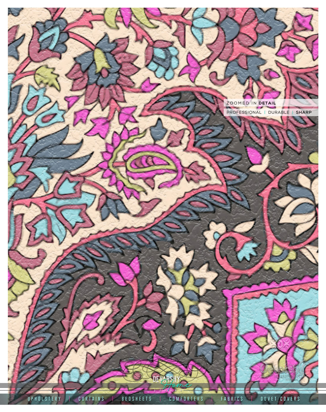Pink Paisley Print PREMIUM Curtain Panel. Available on 12 Fabrics. Made to Order. 100363