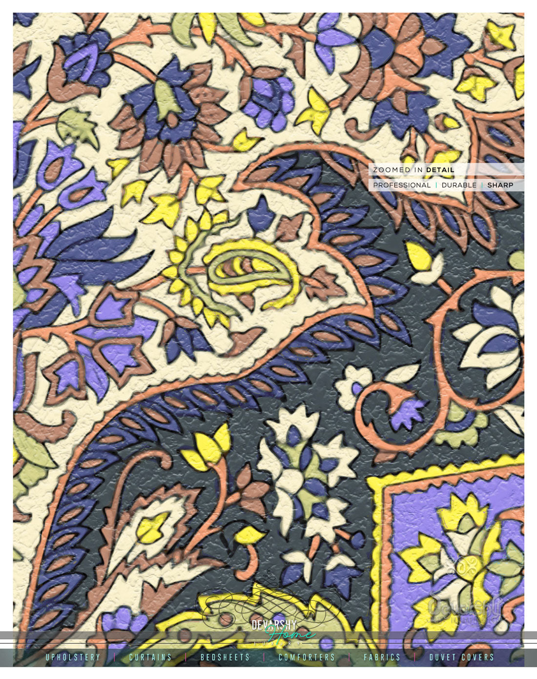 Green Paisley Print PREMIUM Curtain Panel. Available on 12 Fabrics. Made to Order. 100364