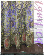 Green Paisley Print PREMIUM Curtain Panel. Available on 12 Fabrics. Made to Order. 100364