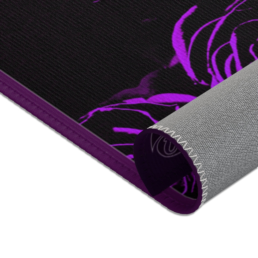 Violet Rose Area Rug Purple Floral Carpet, Available in 3 sizes |10003C