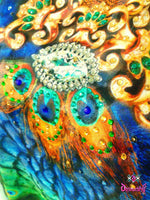 NATURE MORTE Cheetah Peacock Pure Silk Devarshy Short Embellished Kaftan.