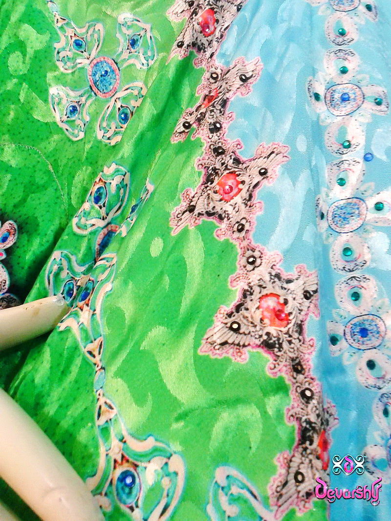 SUB- AQUALOGY Serene Aqua Discus Devarshy Short Embellished Kaftan - 1013.