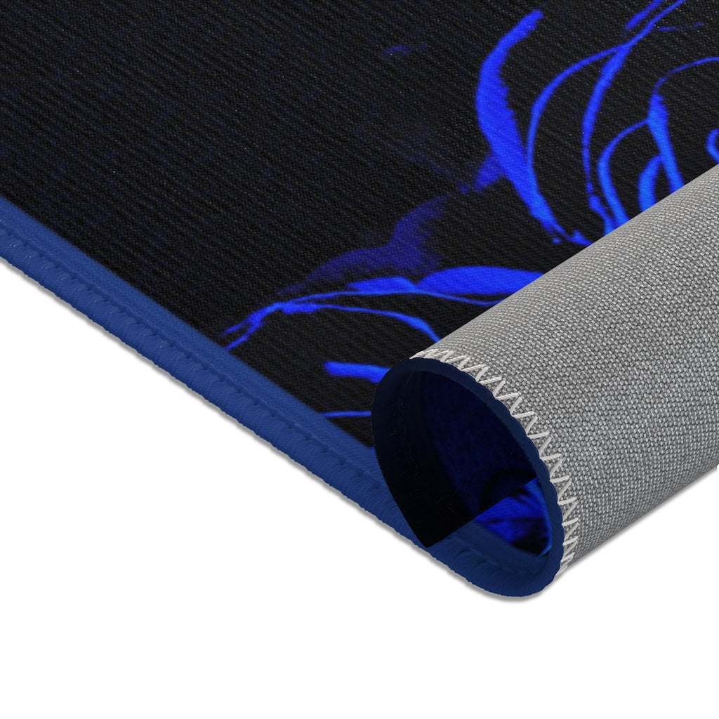Deep Blue Rose Area Rug, Available in 3 sizes |10003A