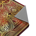 Polynesian Art Maroon Area Rug Decorative Carpet, Available in 3 sizes | 100531