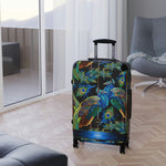 Blue Peacock Suitcase Carry-on Suitcase in 3 Sizes Peacock Print Luggage Hard Shell Suitcase | D20029
