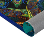 Peacock Print Area Rug Blue Peacock Carpet, Available in 3 sizes | D20029