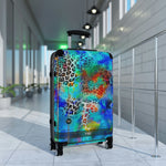 Turquoise Leopard Print Suitcase Carry-on Suitcase Animal Print Luggage Hard Shell Suitcase in 3 Sizes | 0013