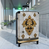 Gold Medallion Suitcase 3 Sizes Carry-on Suitcase Baroque Luggage White Hard Shell Suitcase with Wheels | XTQ1003B