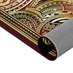 Polynesian Art Maroon Area Rug Decorative Carpet, Available in 3 sizes | 100531
