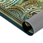 Maori Art Turquoise Area Rug Polynesian Art Carpet, Available in 3 sizes | 100530
