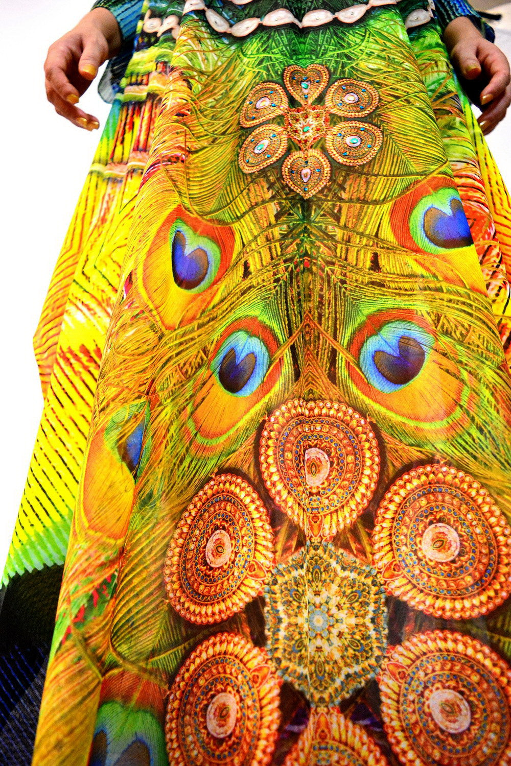 Devarshy Designer Digital Print Royal Peacock Long Embellished Kaftan Dress - 003 , Apparel - DEVARSHY, DEVARSHY
 - 4