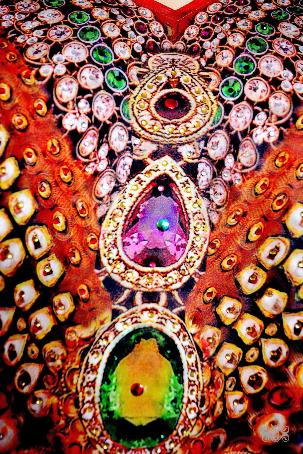 Devarshy Designer Regal Decorative Short Embellished Pure Silk Kaftan - Blue Orange , Apparel - DEVARSHY, DEVARSHY
 - 4