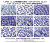Indigo Pattern Apparel Fabric 3Meters+, 9 Designs | 8 Fabrics Option | Fabric By the Yard | 034