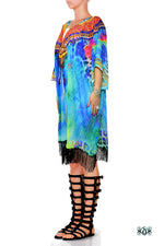 NATURE MORTE Cobra Leopard Devarshy Short Georgette Kimono Jacket - 0013