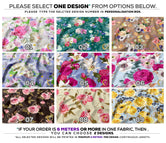 Roses Apparel Fabric 3Meters+, 9 Designs | 8 Fabrics Option | Fabric By the Yard | D20134