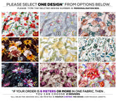 Florals Pattern Apparel Fabric 3Meters+, 9 Designs | 8 Fabric Options | Fabric By the Yard | D20132