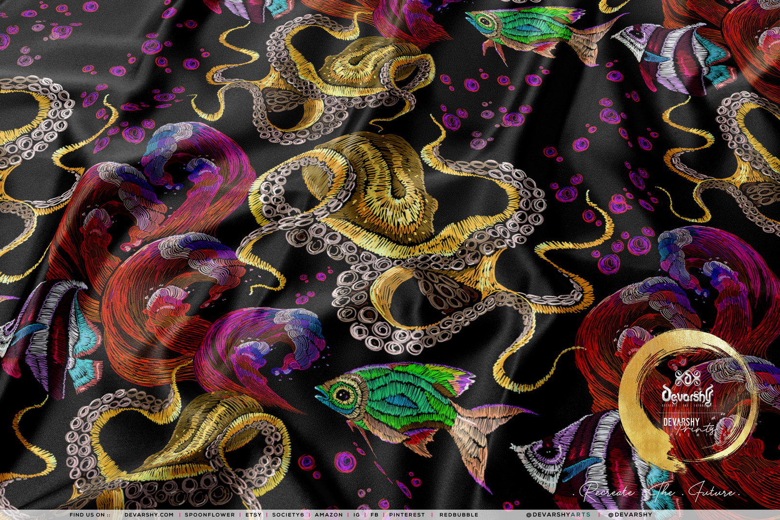 OCTOPUS Upholstery Fabric 3meters 4 Colors & 12 Furnishing Fabrics Underwater Fabric By the Yard | D20025