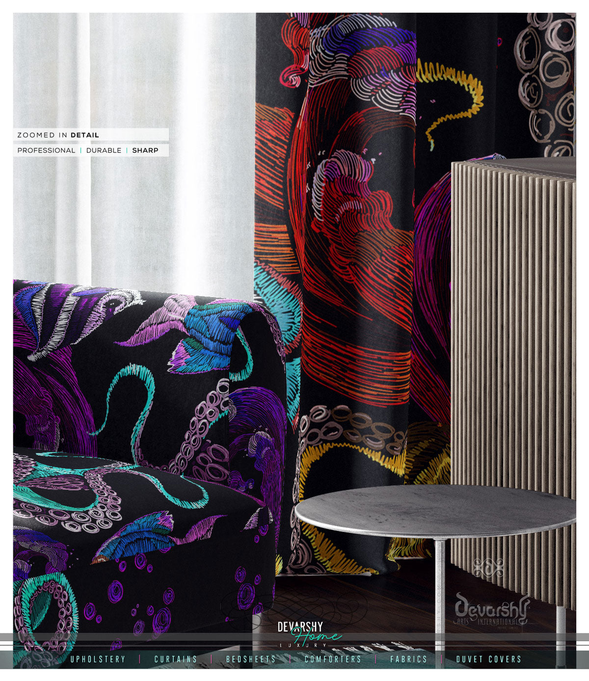 OCTOPUS Upholstery Fabric 3meters 4 Colors & 12 Furnishing Fabrics Underwater Fabric By the Yard | D20025