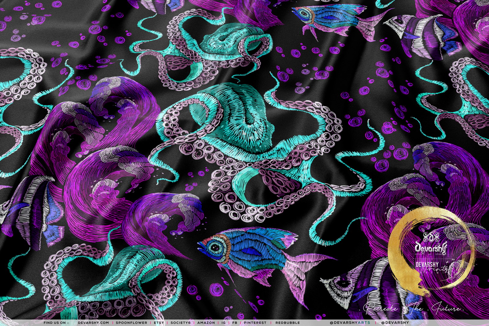 OCTOPUS Upholstery Fabric 3meters 4 Colors & 12 Furnishing Fabrics Underwater Fabric By the Yard | D20025