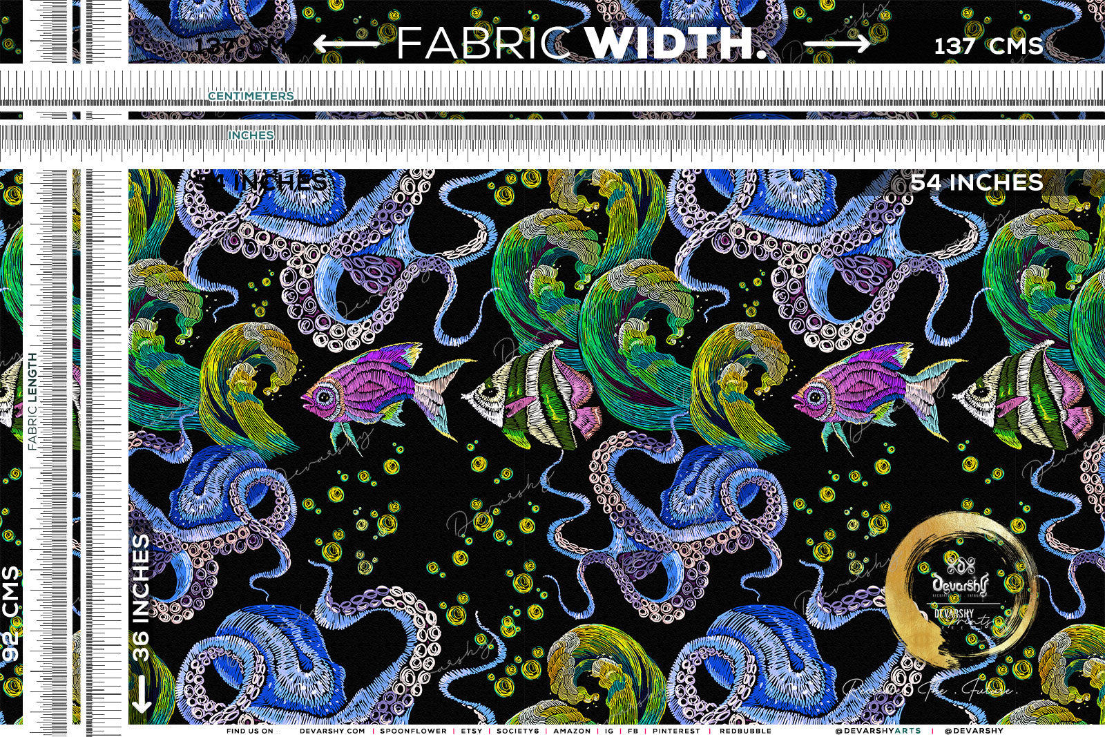 OCTOPUS Upholstery Fabric 3meters 4 Colors & 12 Furnishing Fabrics Underwater Fabric By the Yard | D20025