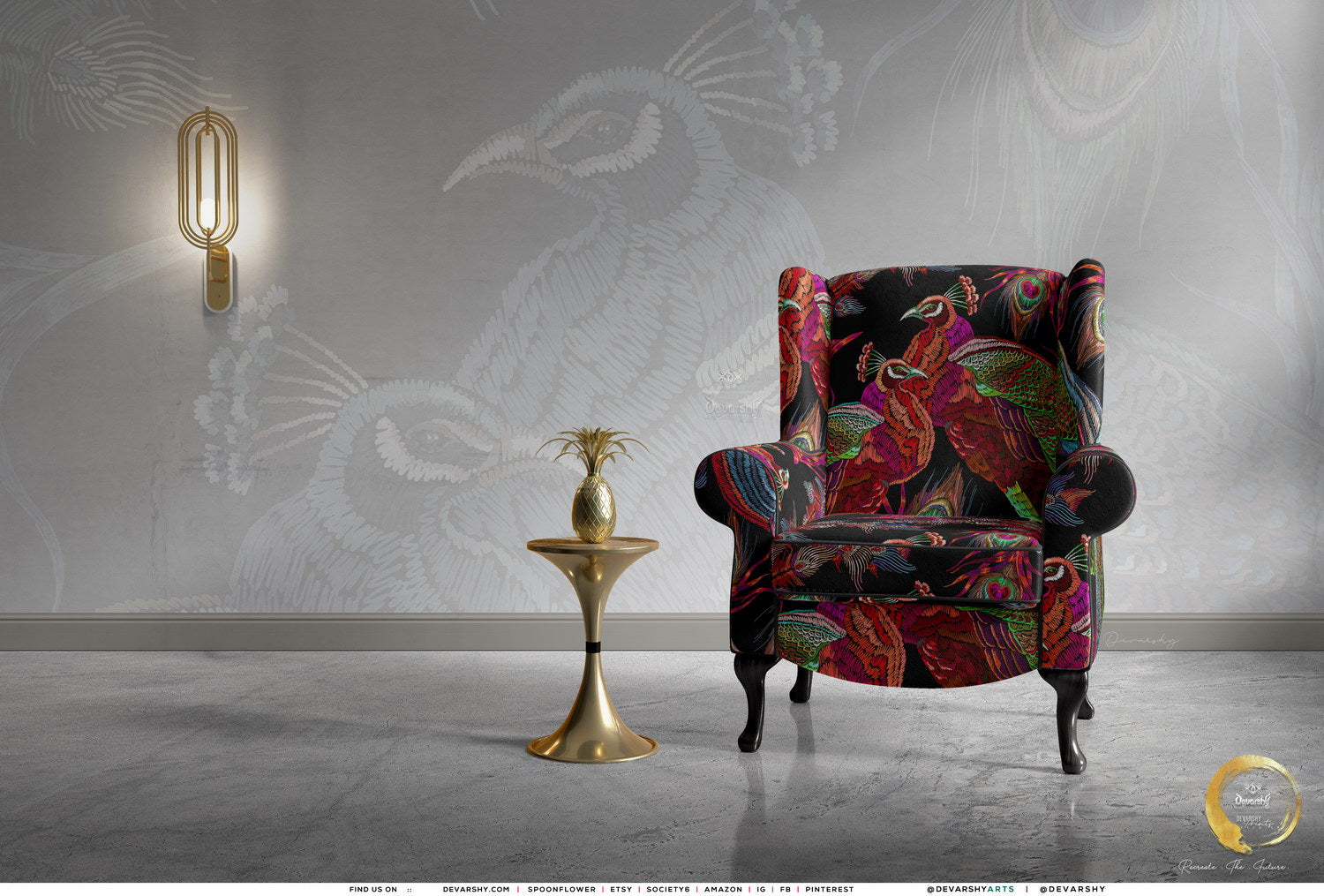 PEACOCK Print Upholstery Fabric 3meters 4 Colors & 12 Furnishing Fabrics Peacock Fabric By the Yard | D20029