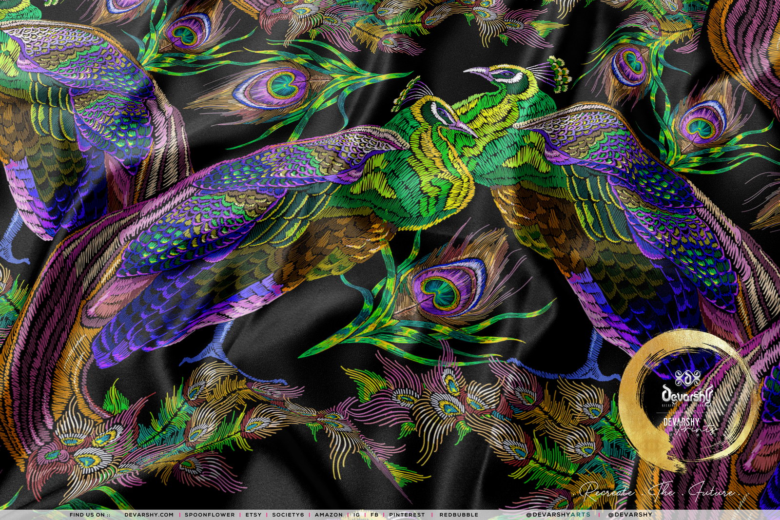 PEACOCK Print Upholstery Fabric 3meters 4 Colors & 12 Furnishing Fabrics Peacock Fabric By the Yard | D20029