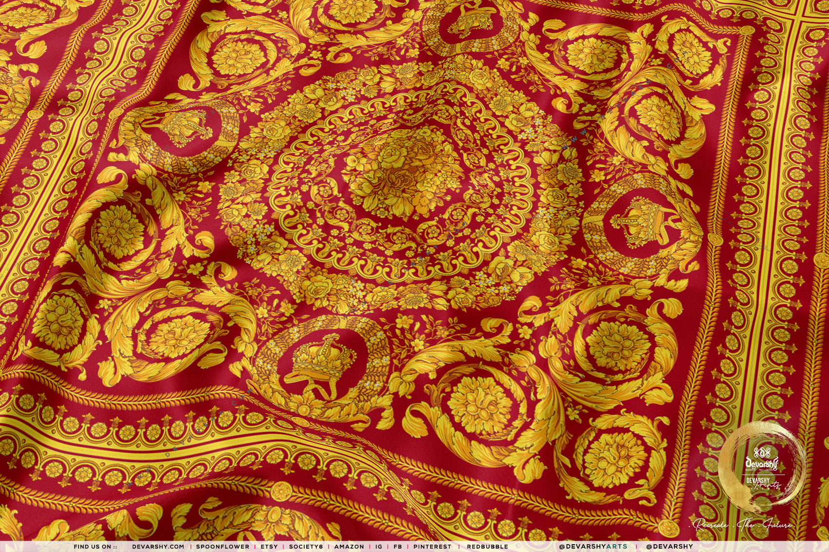 Opulent Gold Apparel Fabric 3Meters+, 9 Designs | 8 Fabrics Options | Baroque Fabric By the Yard | 023B