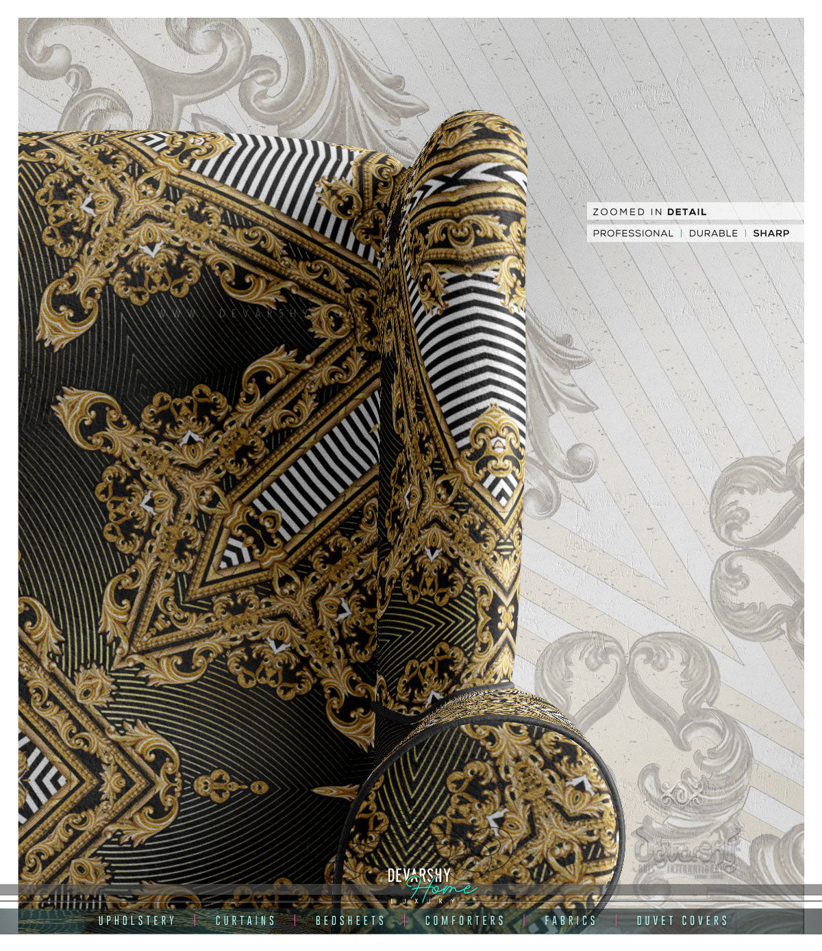 Russian Baroque Upholstery Fabric 3meters 4 Designs & 12 Furnishing Fabrics Decorative Gold Fabric By the Yard  | D20037