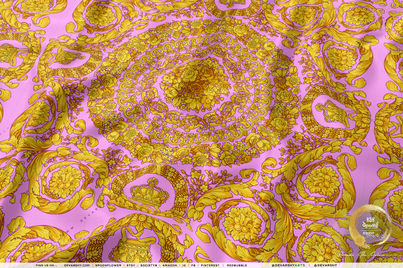 Opulent Gold Apparel Fabric 3Meters+, 9 Designs | 8 Fabrics Options | Baroque Fabric By the Yard | 023B