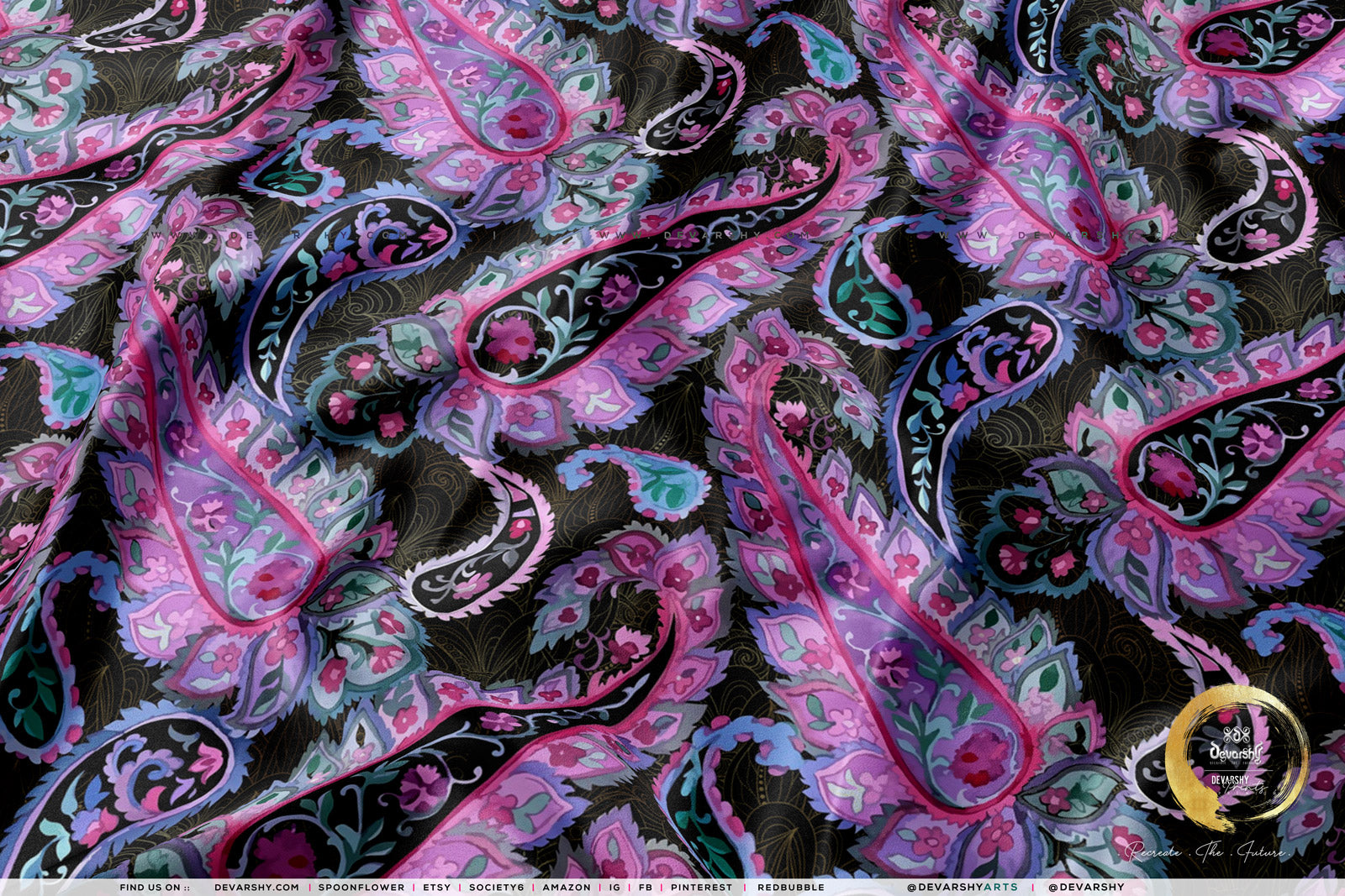 Pink Paisleys Upholstery Fabric 3meters 4 Colors & 12 Furnishing Fabrics Block Print Fabric By the Yard | D20111
