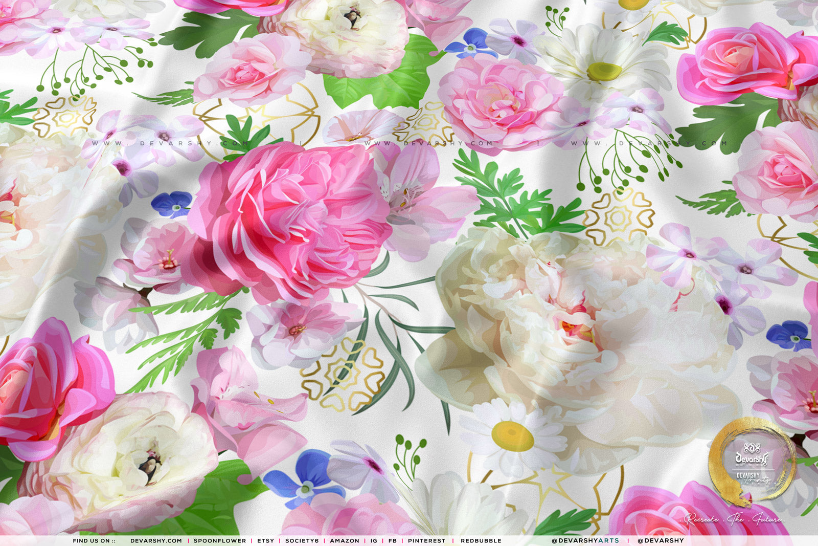Roses Apparel Fabric 3Meters+, 9 Designs | 8 Fabrics Option | Fabric By the Yard | D20134