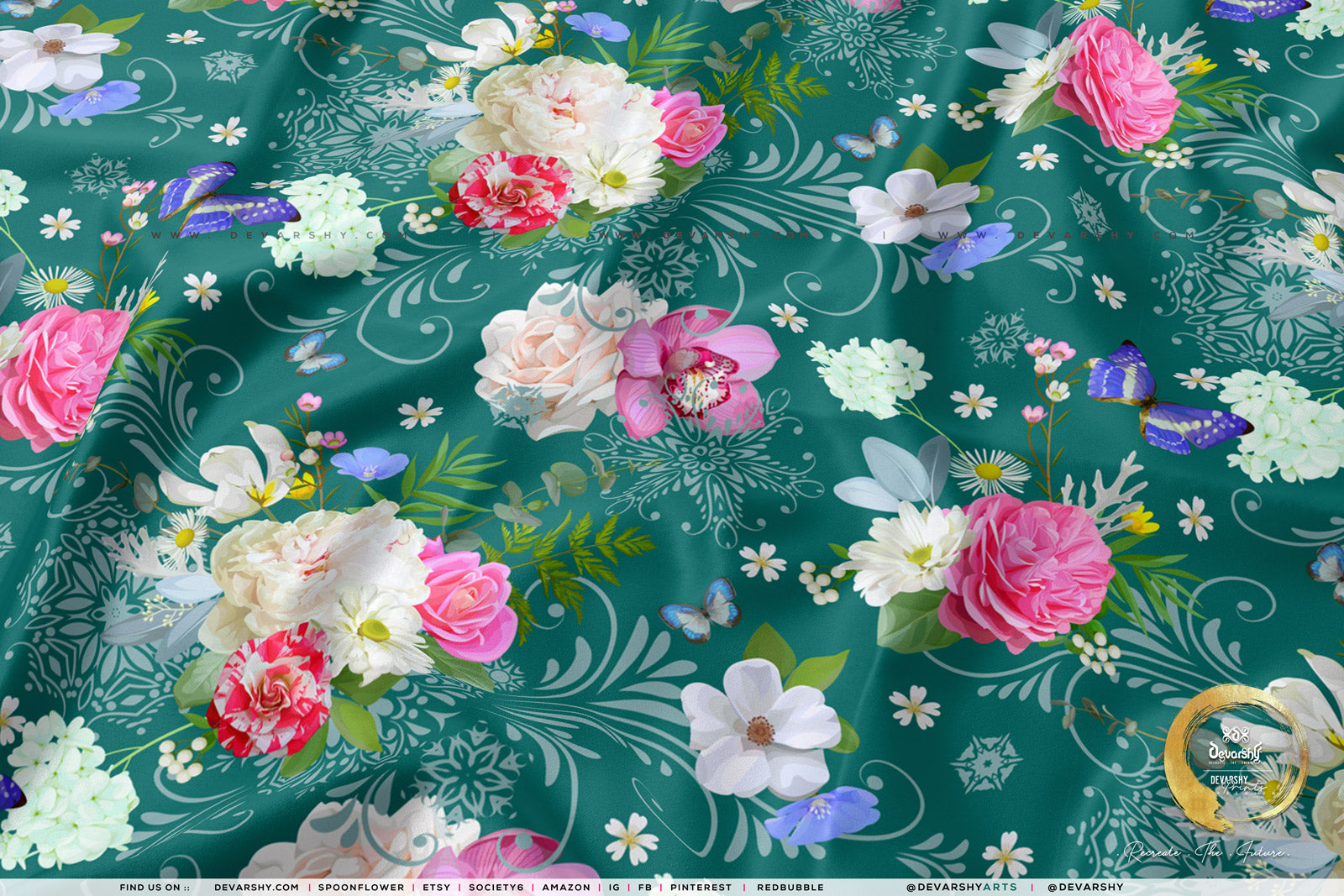 Roses Apparel Fabric 3Meters+, 9 Designs | 8 Fabrics Option | Fabric By the Yard | D20134