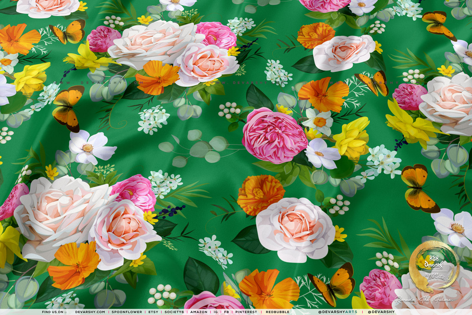 Pink Florals Apparel Fabric 3Meters+, 9 Designs | 8 Fabrics Option | Fabric By the Yard | D20135
