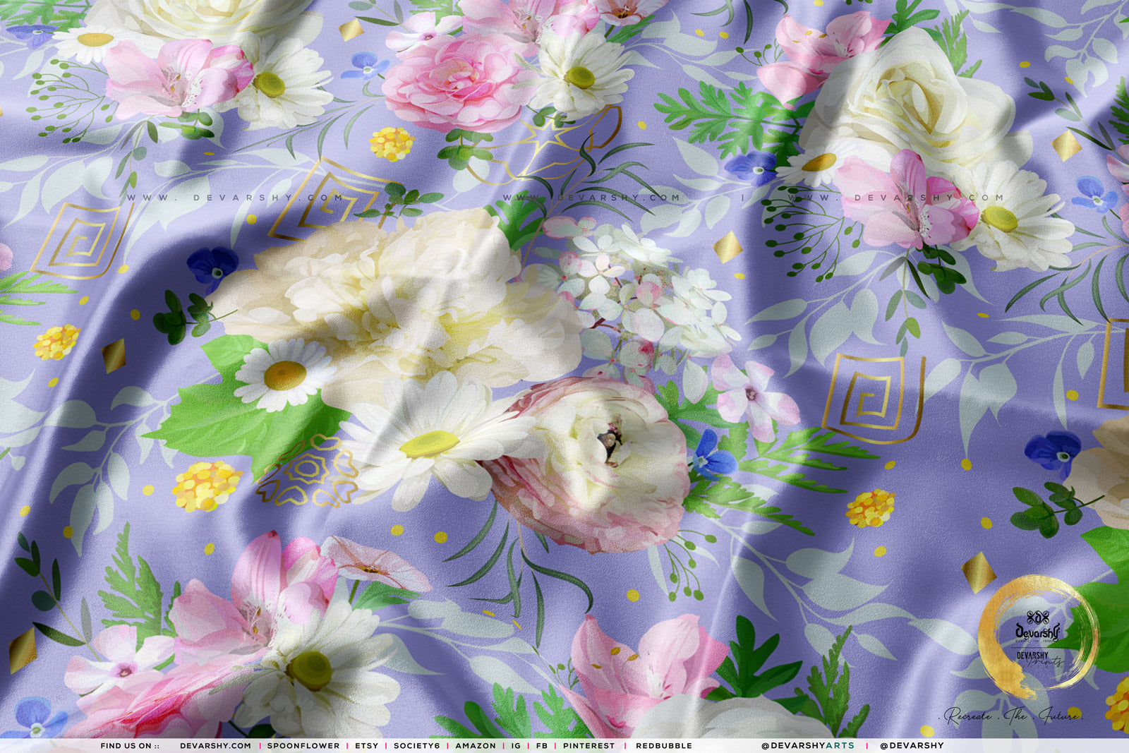 Roses Apparel Fabric 3Meters+, 9 Designs | 8 Fabrics Option | Fabric By the Yard | D20134