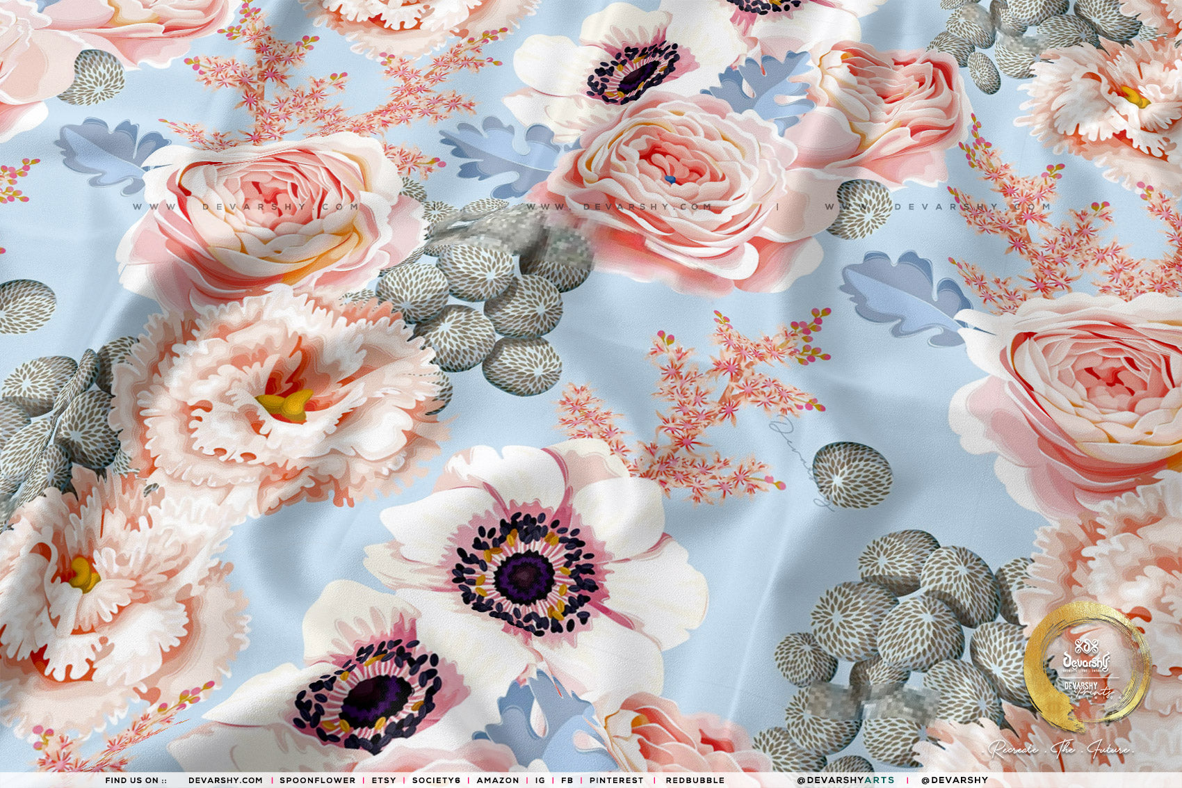 Pink Florals Apparel Fabric 3Meters+, 9 Designs | 8 Fabrics Option | Fabric By the Yard | D20135