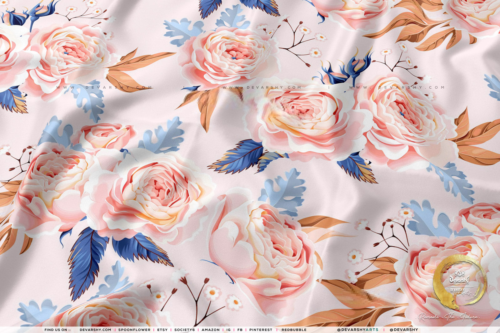 Pink Florals Apparel Fabric 3Meters+, 9 Designs | 8 Fabrics Option | Fabric By the Yard | D20135
