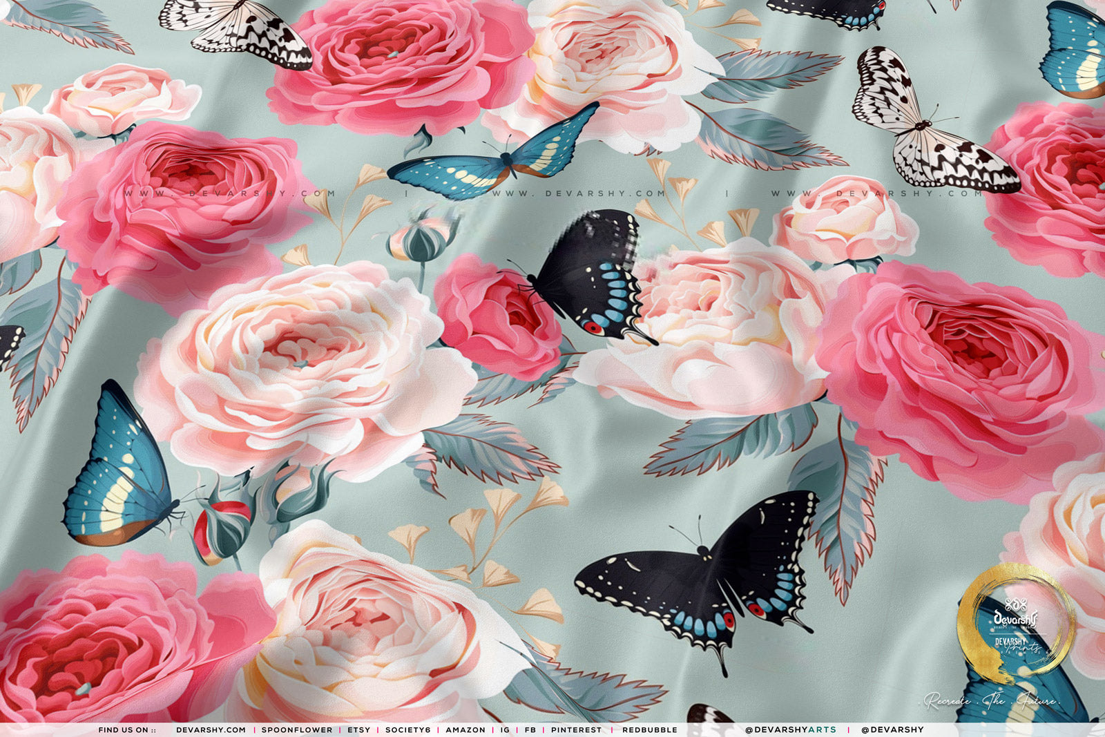 Pink Florals Apparel Fabric 3Meters+, 9 Designs | 8 Fabrics Option | Fabric By the Yard | D20135