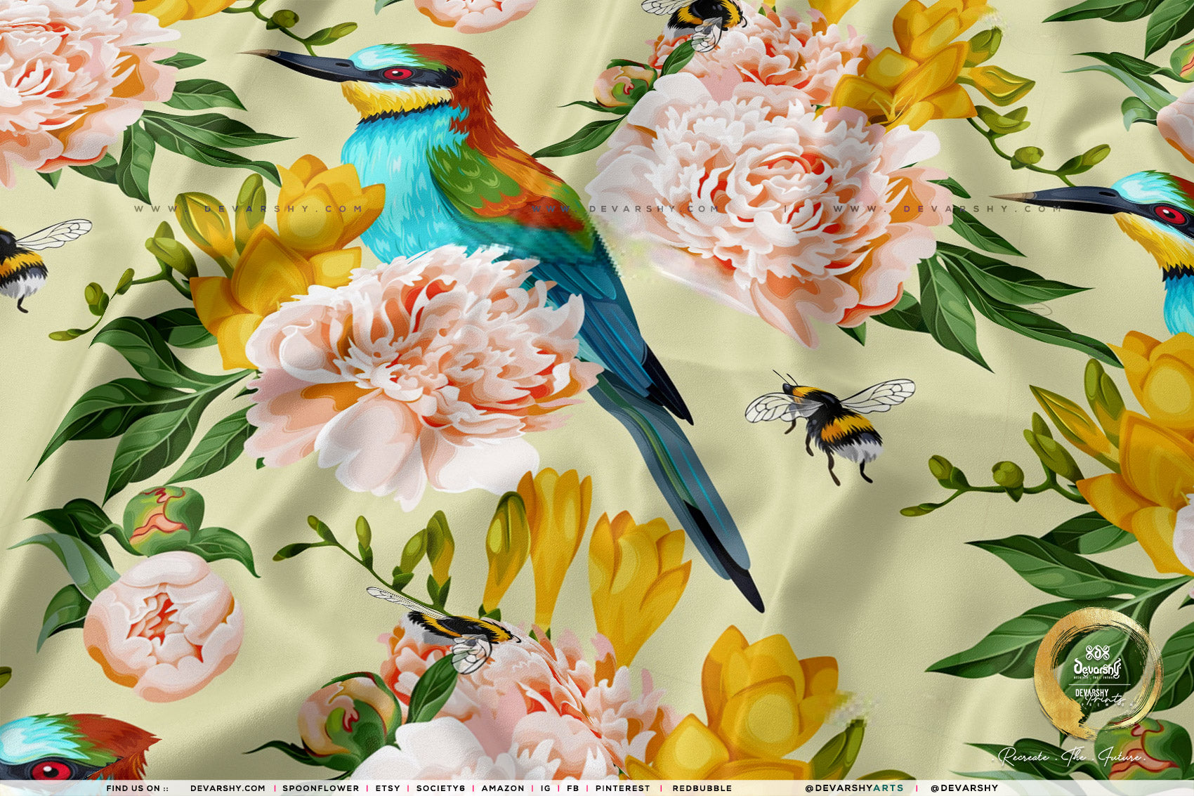 Flowers Apparel Fabric 3Meters+, 9 Designs | 8 Fabrics Option | Fabric By the Yard | D20152