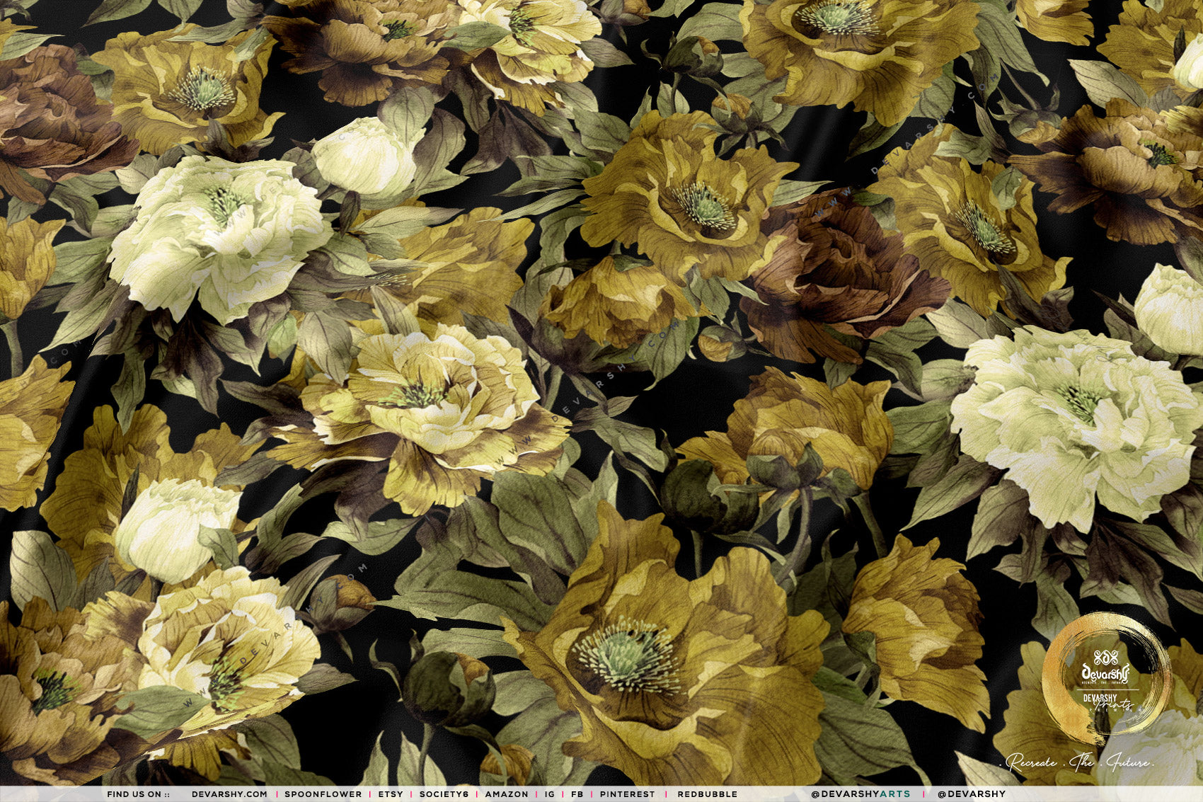 Flowers Apparel Fabric 3Meters+, 9 Designs | 8 Fabrics Option | Fabric By the Yard | D20152